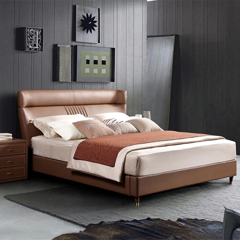 Minimalist Italian Leather Upholstered Bed