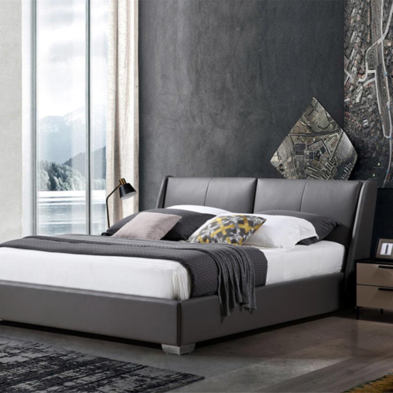 Modern Upholstered Bed In Leather